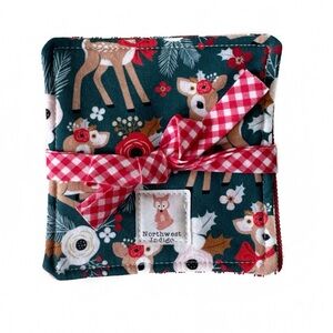 NWOT Handmade Retro Print Christmas Coasters